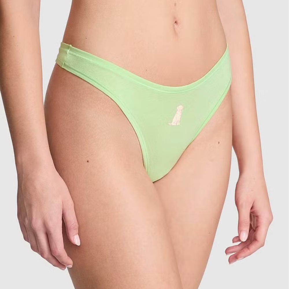 Doggie  logo pink vs green thong
